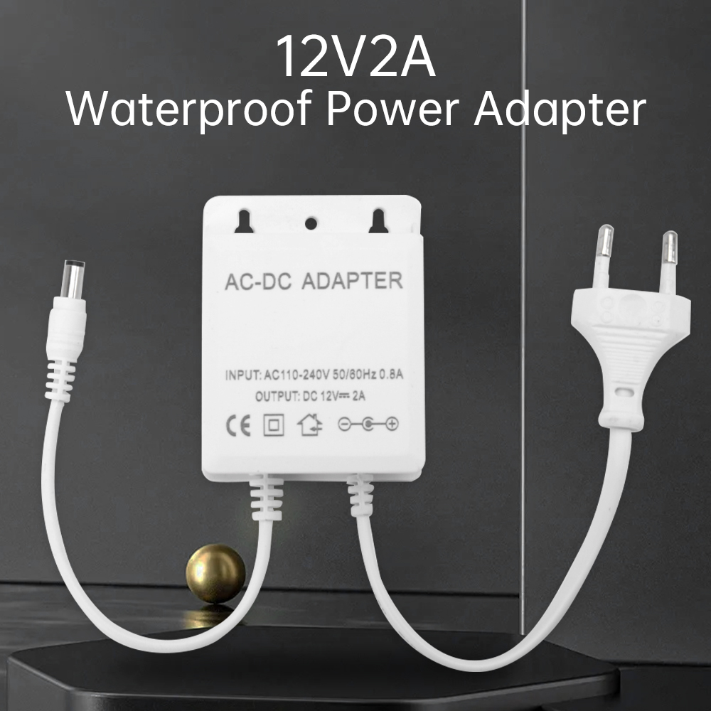 Outdoor Power Adapter - Adaptador de enchufe europeo DC12V 2A,