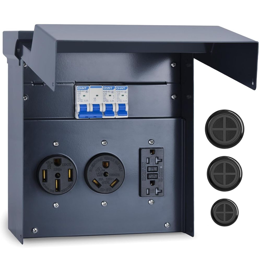 Outdoor Power Receptacle - Panel Eléctrico para RV con Interruptor,