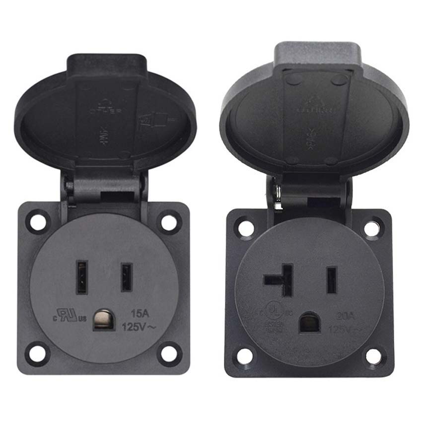 Negro 125V 15A 20A IP44 CE Amé - Outdoor Power Receptacle reseña y precio
