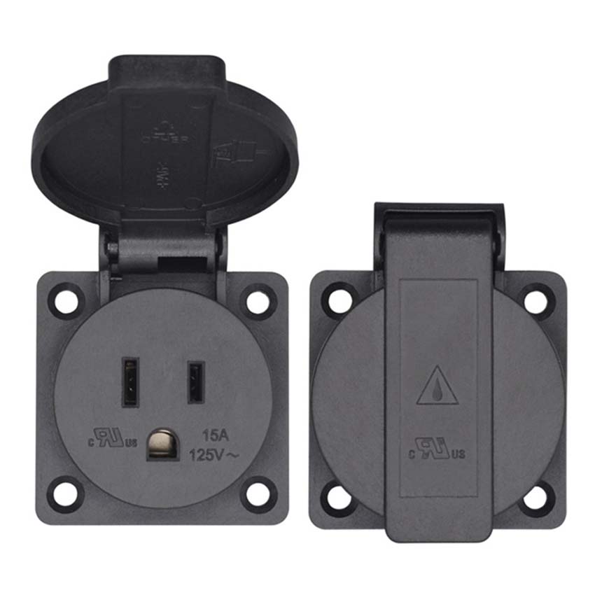 Negro 125V 15A 20A IP44 CE Amé - Outdoor Power Receptacle reseña y precio